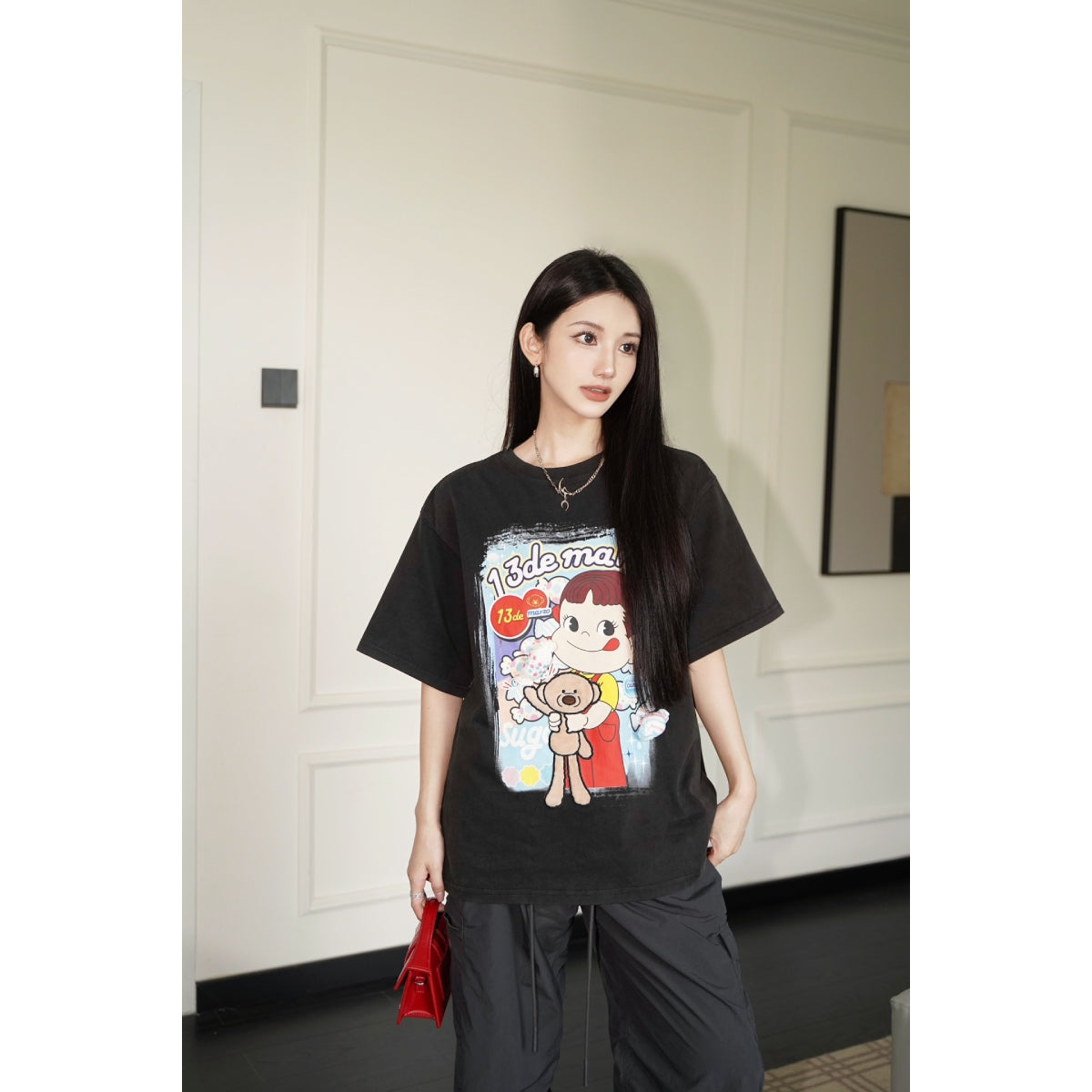 13De Marzo X Peko Sweets Bear Washed T-Shirt Black