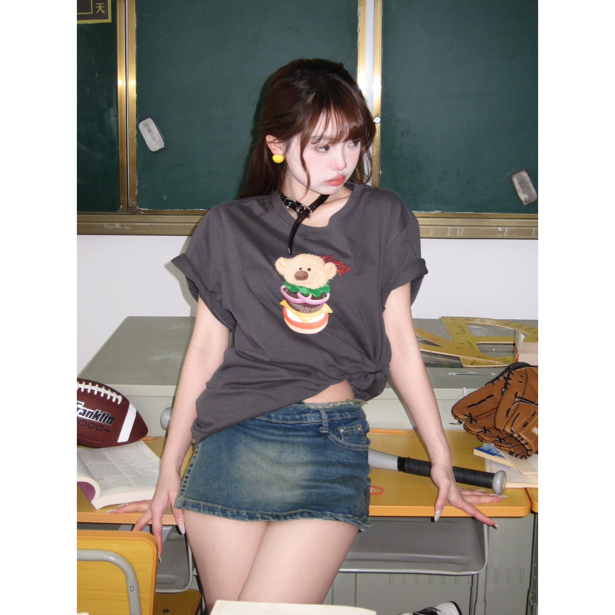 13De Marzo Layered Hamburger T-Shirt Dark Grey