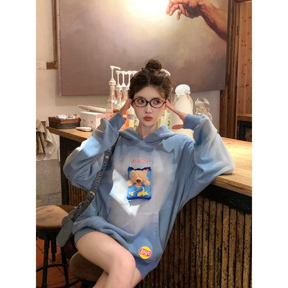 13De Marzo X Lay's Flavor Bear Washed Hoodie Blue