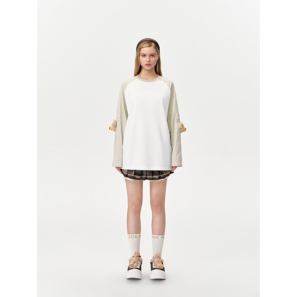 13De Marzo Shoulder Bear L/S Top Beige